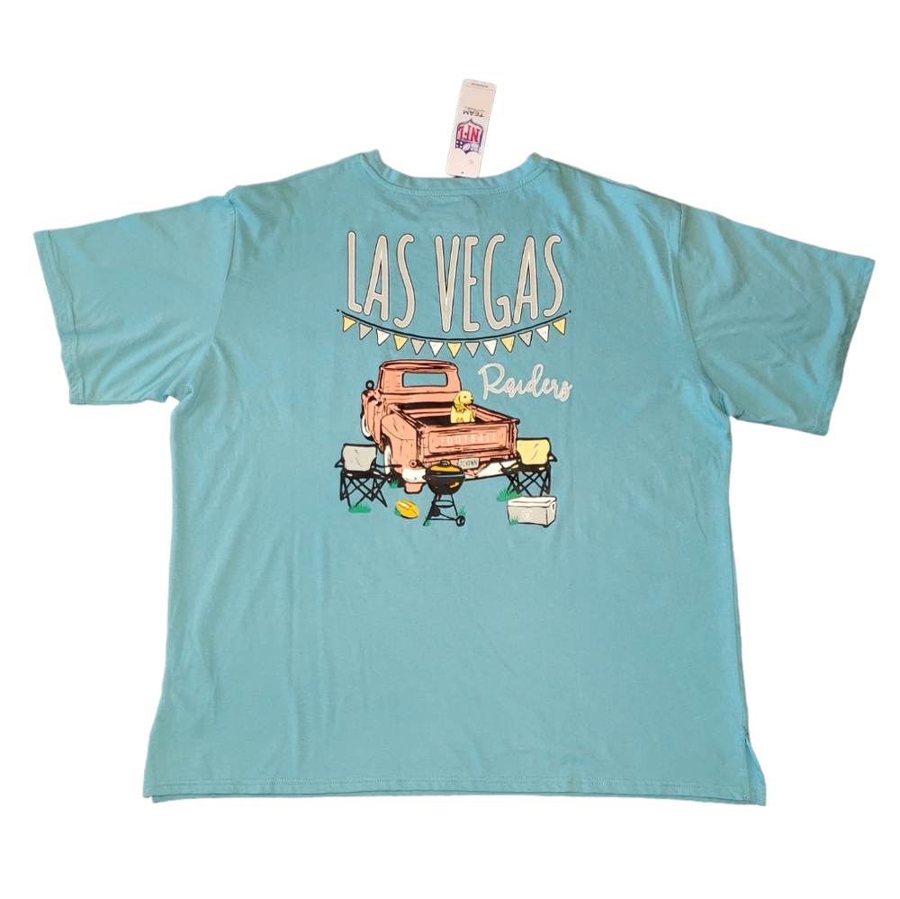 NFL Las Vegas Raiders Football Women's Tailgating Pocket T-Shirt Aqua Te…
